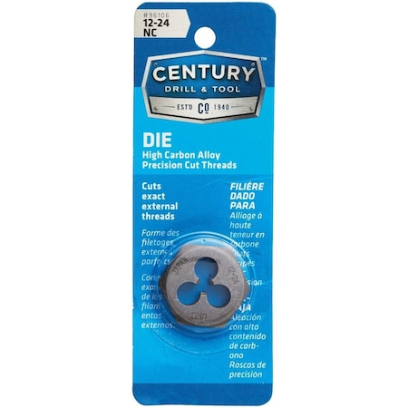 Century Drill & Tool Century Drill & Tool 12-24 National Coarse 1 In. Across Flats Fractional Hexagon Die 96106